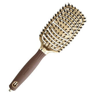 Расчёска- щётка для укладки волос Olivia Garden Expert Care Flex BoarNylon Bristles GoldBrown, ID2071, 24.5*7 см