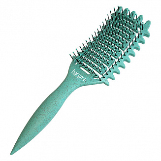 Щетка массажная Nylon 9 рядов из экологичного пластика с добавлением соломенного волокна зеленая