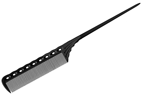 Расчёска с хвостиком Y.S.park 115 carbon, черная, 21.5 см, термостойкая