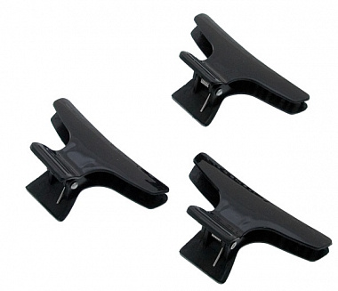 Зажим для волос пластмассовый широкий 12 шт черный SIBEL