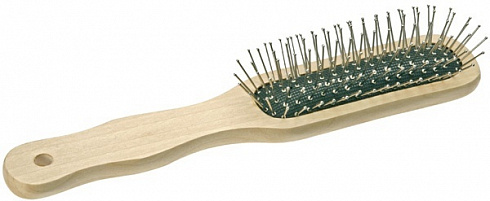 Щетка для волос деревянная с металом узкая TITANIA