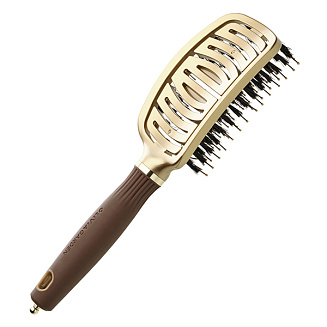 Расчёска- щётка для укладки волос Olivia Garden Expert Care Flex BoarNylon Bristles GoldBrown, ID2071, 24.5*7 см