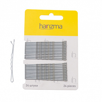 Невидимки 60 мм волна 24 шт серебро Harizma