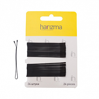 Невидимки 60 мм прямые 24 шт черные Harizma