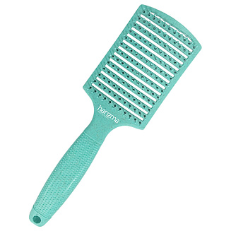 Щетка массажная Nylon широкая из экологичного пластика с добавлением соломенного волокна зеленая