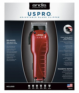 Вибрационная машинка для стрижки волос US-1 Pro Adjustable Blade Clipper red, Andis