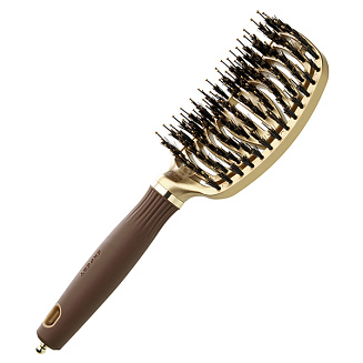 Расчёска- щётка для укладки волос Olivia Garden Expert Care Flex BoarNylon Bristles GoldBrown, ID2071, 24.5*7 см