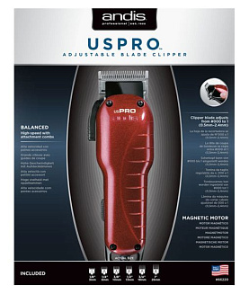 Вибрационная машинка для стрижки волос US-1 Pro Adjustable Blade Clipper red, Andis
