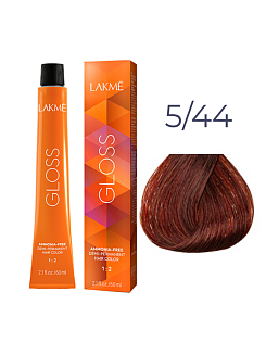 Краска для волос Lakme Gloss 5/44, светлый шатен медный насыщенный, 60 мл, полуперманентная, без аммиака