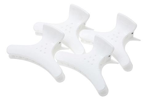 Зажимы для волос бабочка усиленные 4шт, белые Harizma