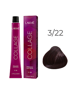 Краска для волос Lakme Collage new 3/22, темный шатен фиолетовый интенсивный, 60 мл