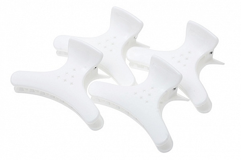 Зажимы для волос бабочка усиленные 4шт, белые Harizma