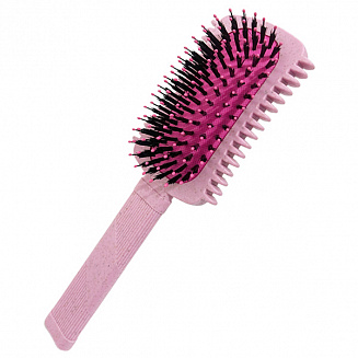 Щетка массажная Combo из экологичного пластика с добавлением соломенного волокна розовая