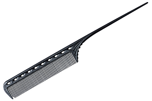 Расчёска с хвостиком  Y.s.park 101 carbon, черная, общая длина- 21.6 см