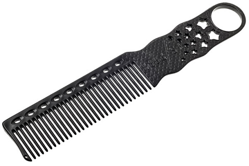 Расчёска Y.s.park 280 soft carbon, черная, карбон,  для стрижки под машинку, 19 см
