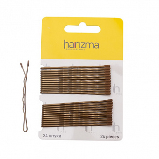 Невидимки 70 мм волна 24 шт коричневые Harizma
