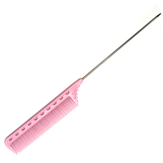 Расчёска с металлическим хвостиком Y.s.park 122 dolly pink, розовая, 25 см, длина хвостика-12.5 см, стандартные зубцы