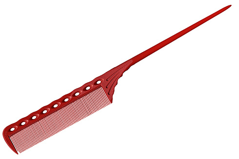 Расчёска с хвостиком красная Y.S.park 115 red, 21.5 см, красная, термостойкая