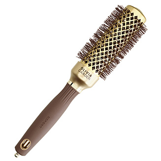 Термобрашинг  керамика + ион Olivia Garden Expert Blowout Shine Wavy Bristles GoldBrown ID2049/OGBNT34, 35 мм