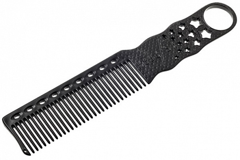 Расчёска Y.s.park 280 soft carbon, черная, карбон,  для стрижки под машинку, 19 см