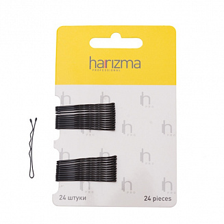 Невидимки 40 мм волна 24 шт черные Harizma