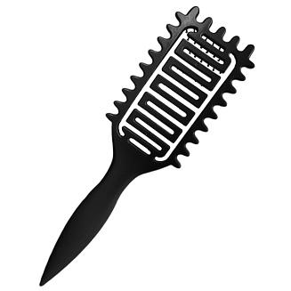 Щетка массажная Nylon 9 рядов из экологичного пластика с добавлением соломенного волокна черная