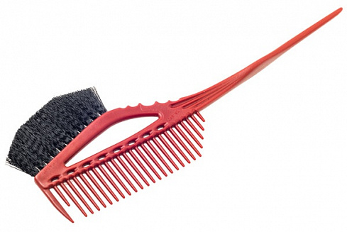 Кисточка для окрашивания с расчёской Y.s.park 640 red, красная, волнистая щетина
