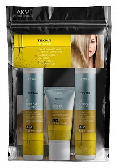 Набор Teknia Deep Care Travel Pack (шампунь 100 мл. + кондиционер 100 мл. + маска 50 мл.), LAKME