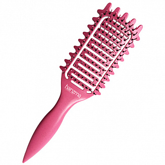 Щетка массажная Nylon 9 рядов из экологичного пластика с добавлением соломенного волокна розовая