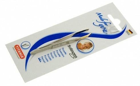 Пинцет скошенный узкий никелированный с позолотой