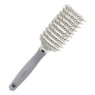 Расчёска продувная Olivia Garden Expert Care Vent Nylon Bristles WhiteGrey ID2036, керамика- ион, белая/серая