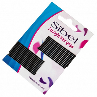 Невидимки гладкие чёрные 50 мм (24 шт) SIBEL