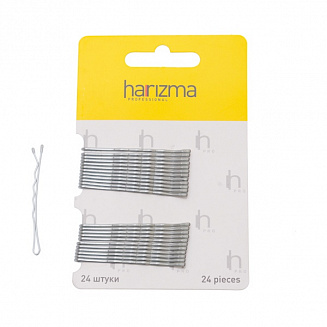 Невидимки 50 мм волна 24 шт серебро Harizma