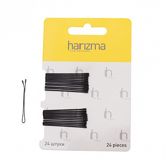 Невидимки 40 мм прямые 24 шт черные Harizma