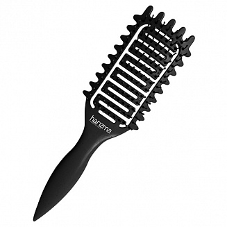 Щетка массажная Nylon 9 рядов из экологичного пластика с добавлением соломенного волокна черная