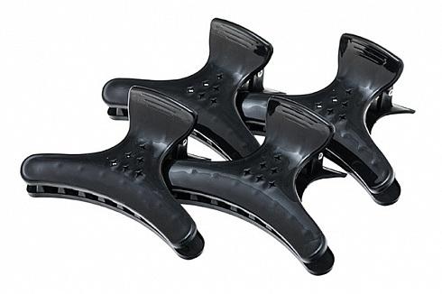 Зажимы для волос бабочка усиленные 4шт, черные Harizma